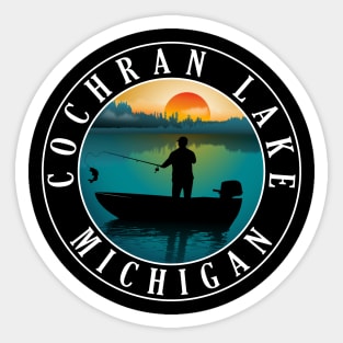 Cochran Lake Fishing Michigan Sunset Sticker